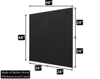 Modern 3D Acoustic Panels, Black Finish Design, High Quality Medex Wood, Decorative Sound Diffuser Art Panel, Customizable Options Available