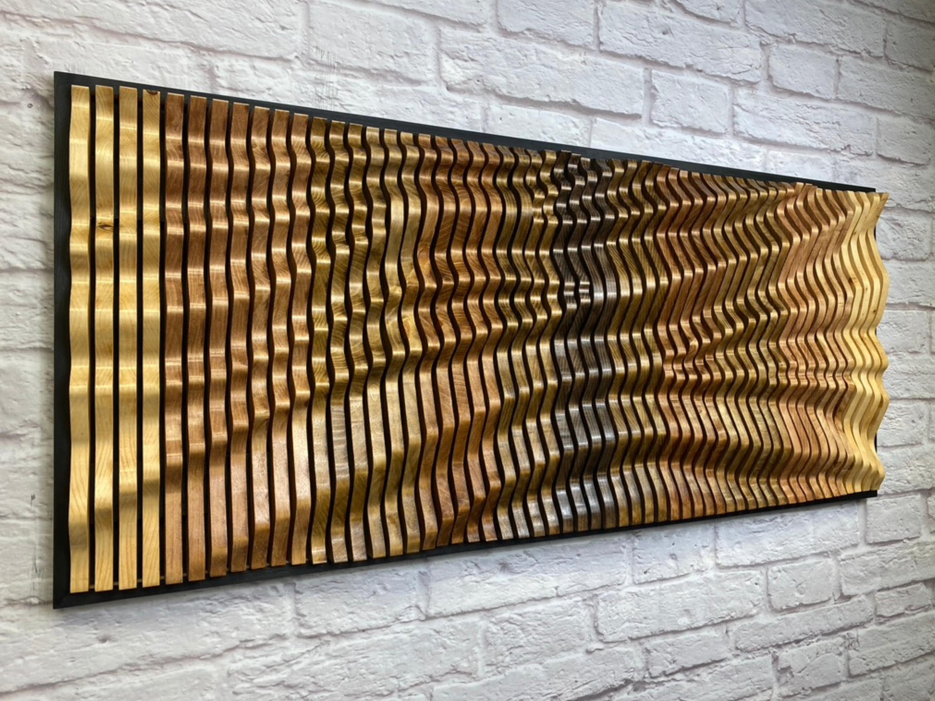 LARGE Unique Wood Wall Art, Wooden Sculpture, Parametric Wood