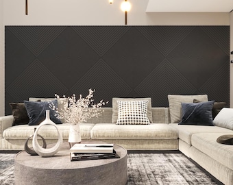 Architectural Wall Art Panels, Decorative 3D Wall Panel, Black Finish Design, Modern Acoustic Diffuser Wooden Panel, High Quality Medex Wood