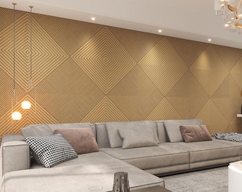 Decorative Textures Wall Panel, Modern Acoustic Diffuser Panel, Paintable Abstract Wall Panel, High Quality Medex Wood, Geometric Wall Panel