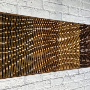 Large Wall Hanging Sculpture, Natural Wood Wall Panel, Unique Sound Wave Art, Acoustic Panel, 3D Wood Wall Panels, Wood Wall Panel Decor