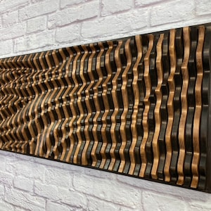 Luxury Design Parametric Wall Art, 100% Solid Wood Wall Sculpture, Wood Sound Diffuser, Wood Wall Panel, Acoustic Panel, Sound Wave Art