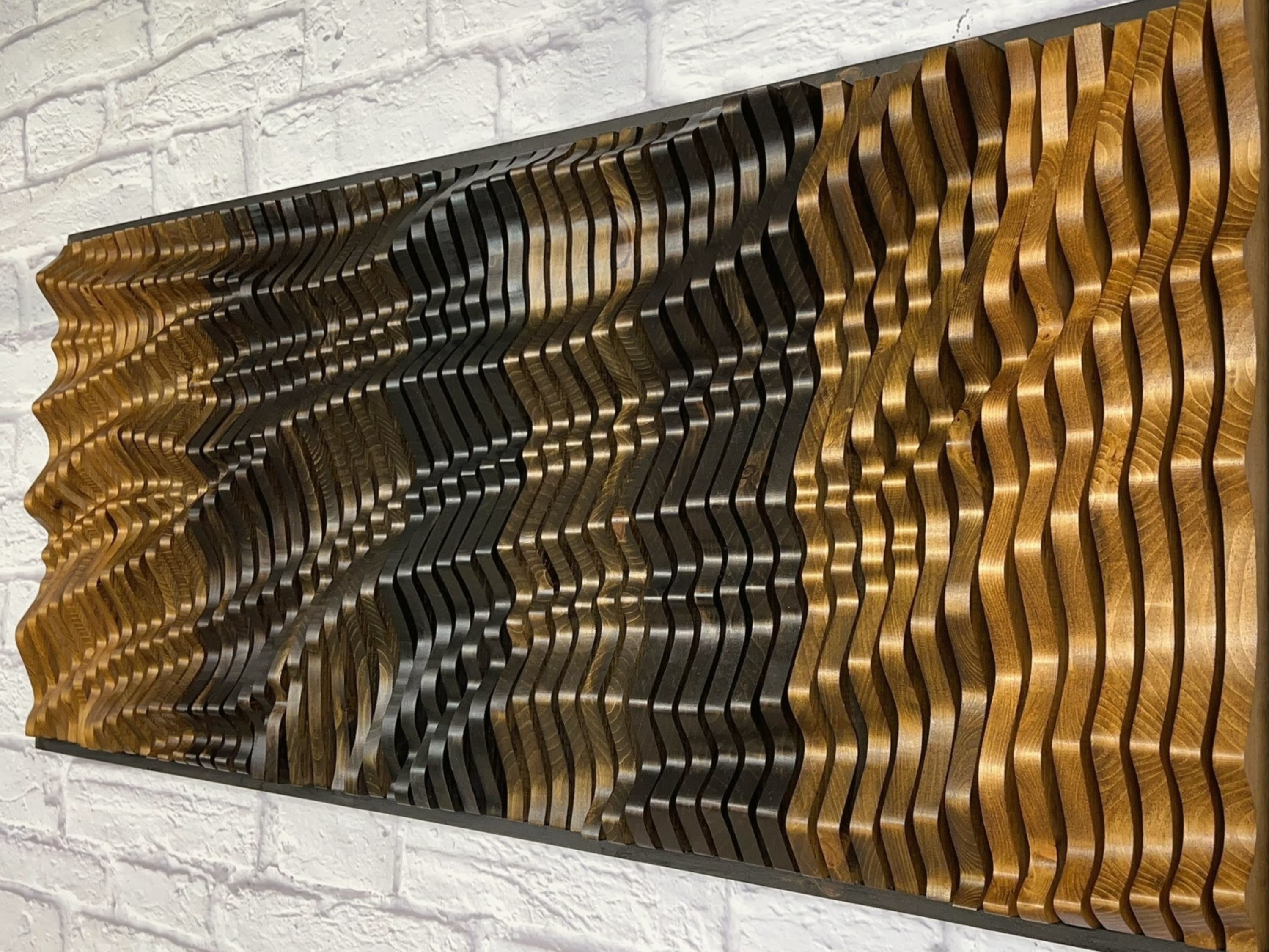 Parametric 3D Wave Wall Artwork, Acoustic Panel, 52″ x 22″ x 3″ – Audamod