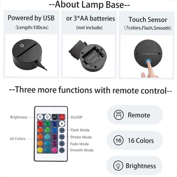3D Cactus LED Night Light 7 Colors Change USB Remote Control Bedroom Decor Lamp 