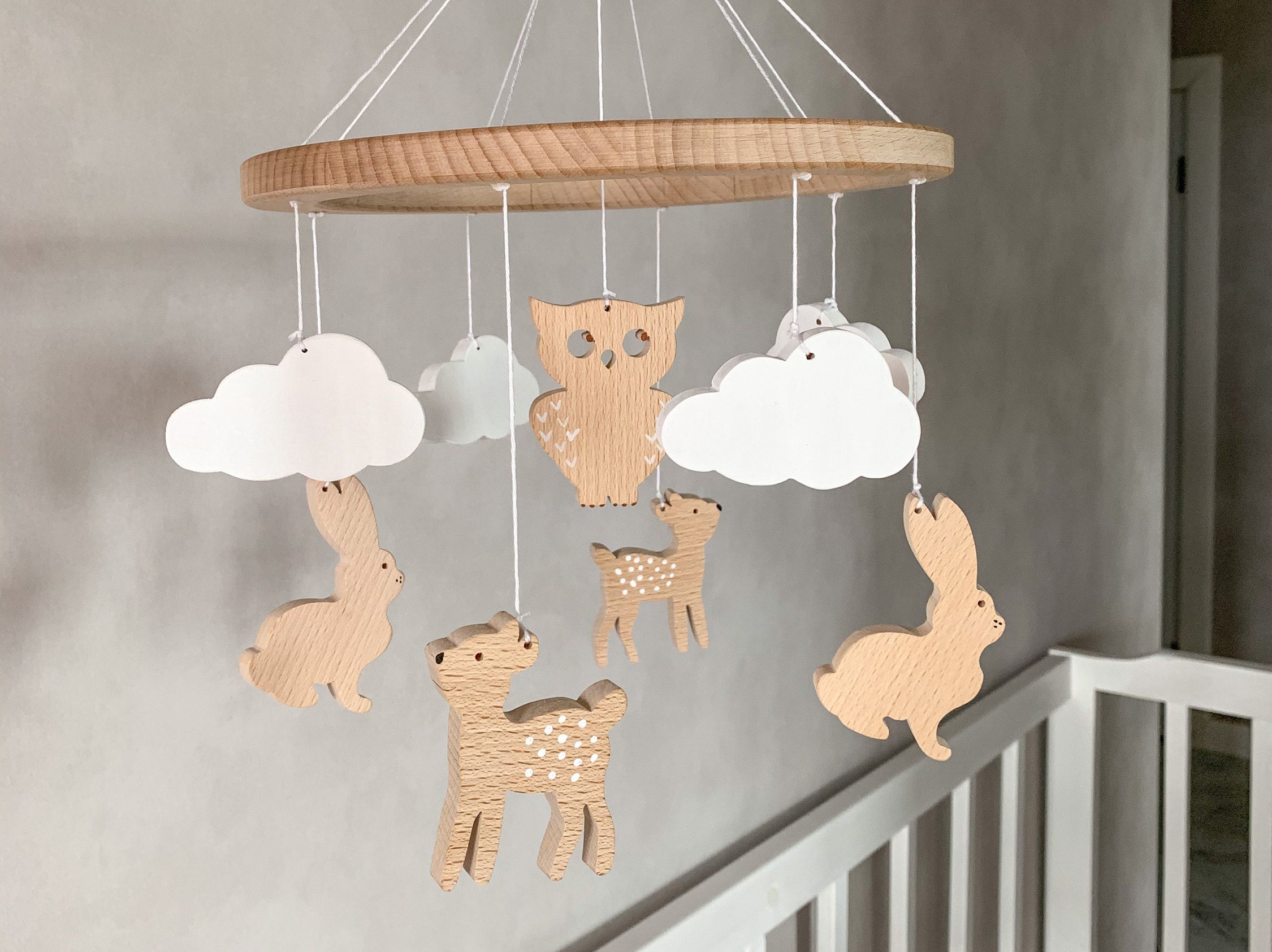 Boho baby mobile girl boy Woodland mobile Boho nursery Etsy