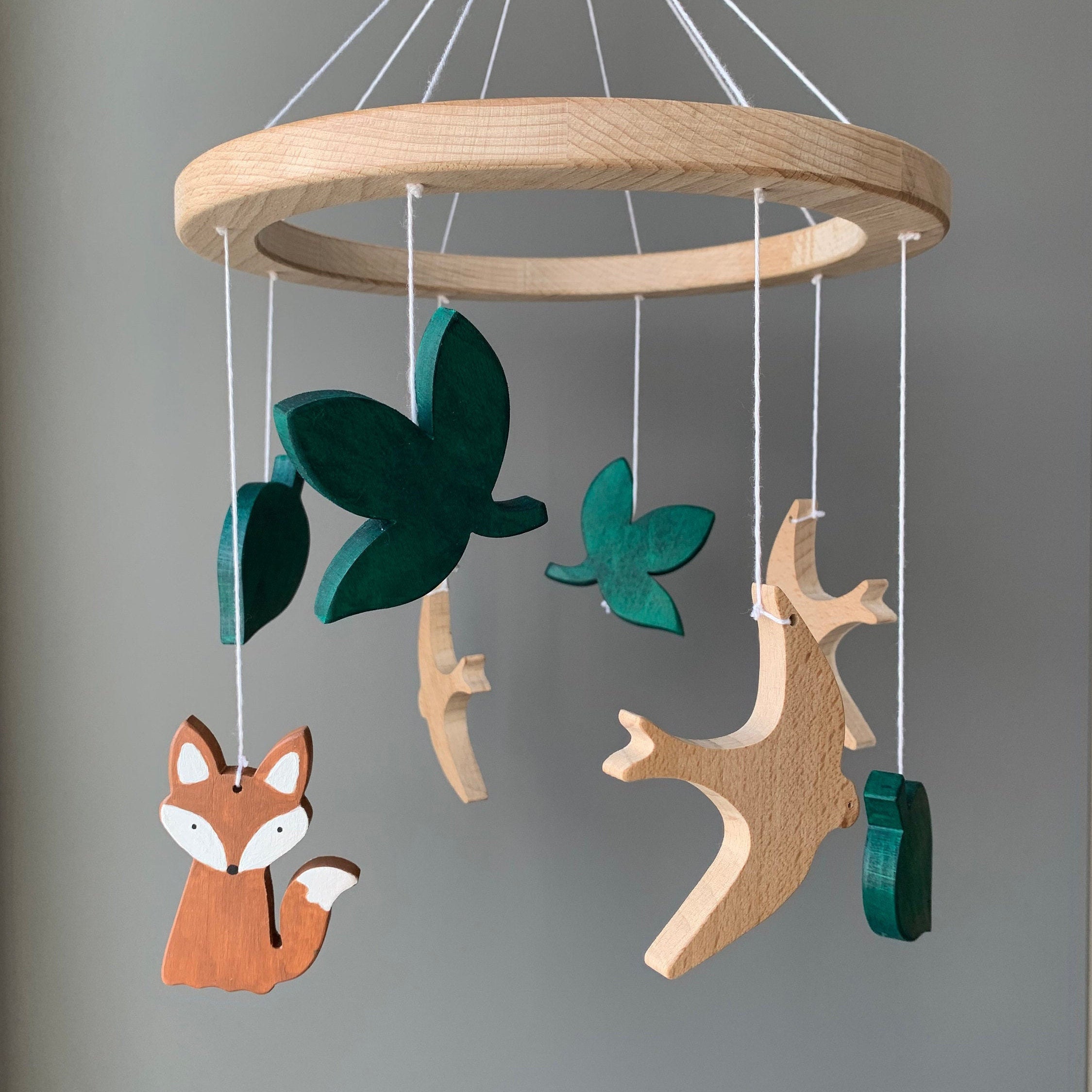 Woodland mobile Crib mobile girl Forest mobile Nursery Etsy