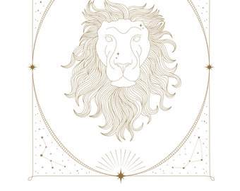 Leo/ Gold Minimalist Zodiac Sign Artwork Printable