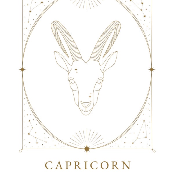 Capricorn/ Gold Minimalist Zodiac Artwork Printable