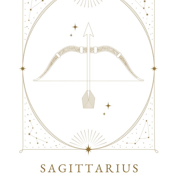 Sagittarius/ Gold Minimalist Zodiac Artwork Printable