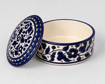 Handmade Ceramic Lidded Bowl | Palestinian Pottery, Food-Safe, Multiple Design