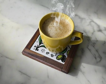 Coaster Handmade Palestine Ceramic Heat-Resistant for Coffee, Tea