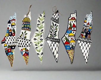 Handcrafted Ceramic Palestine Map Wall Decor – Large Authentic Hebron Pottery