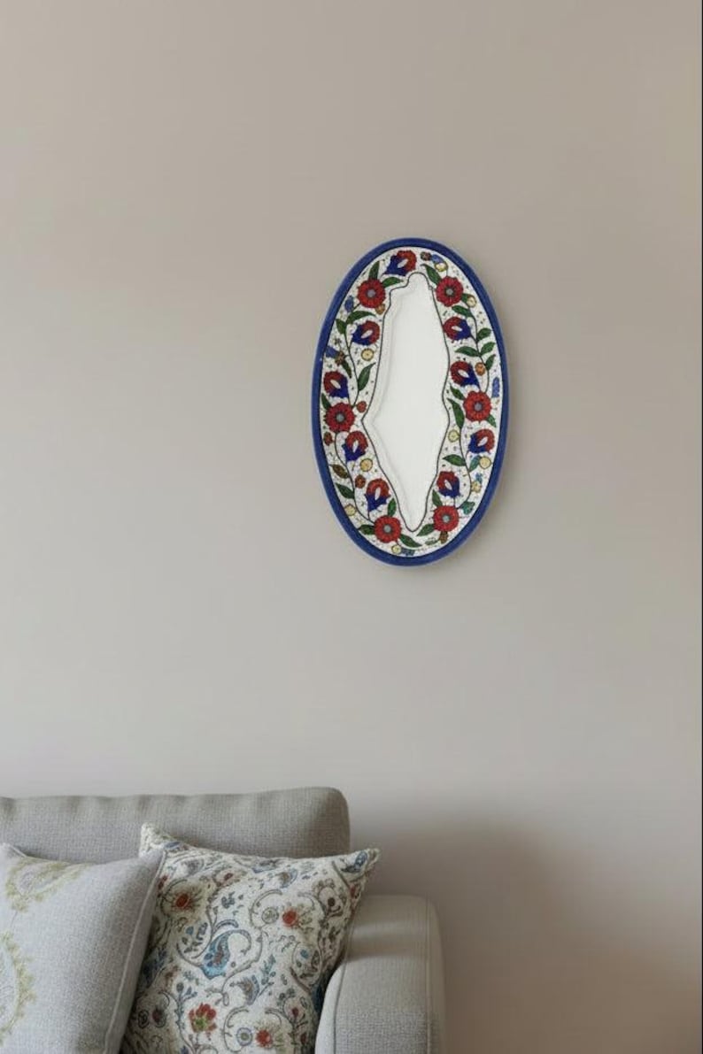 Wall decration ceramic mirror map of Palestine