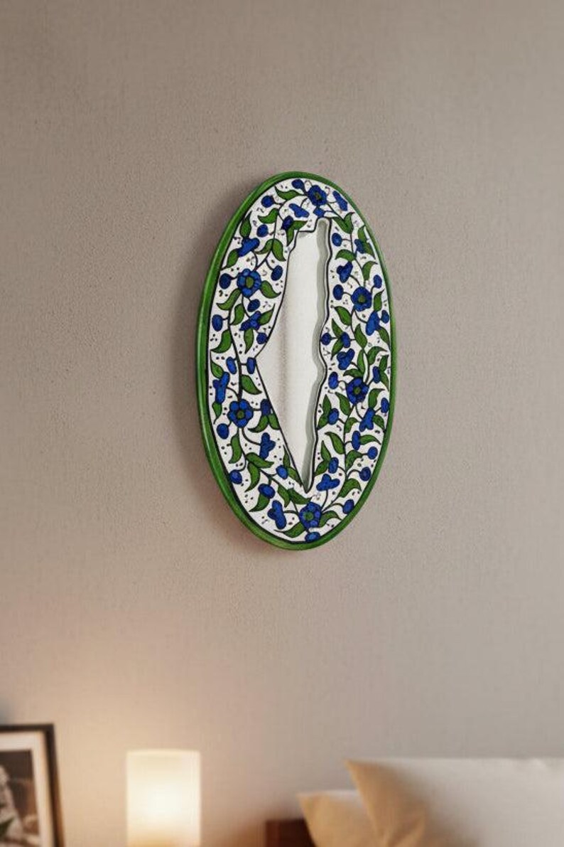 Wall hanging ceramic mirror map Of Palestine