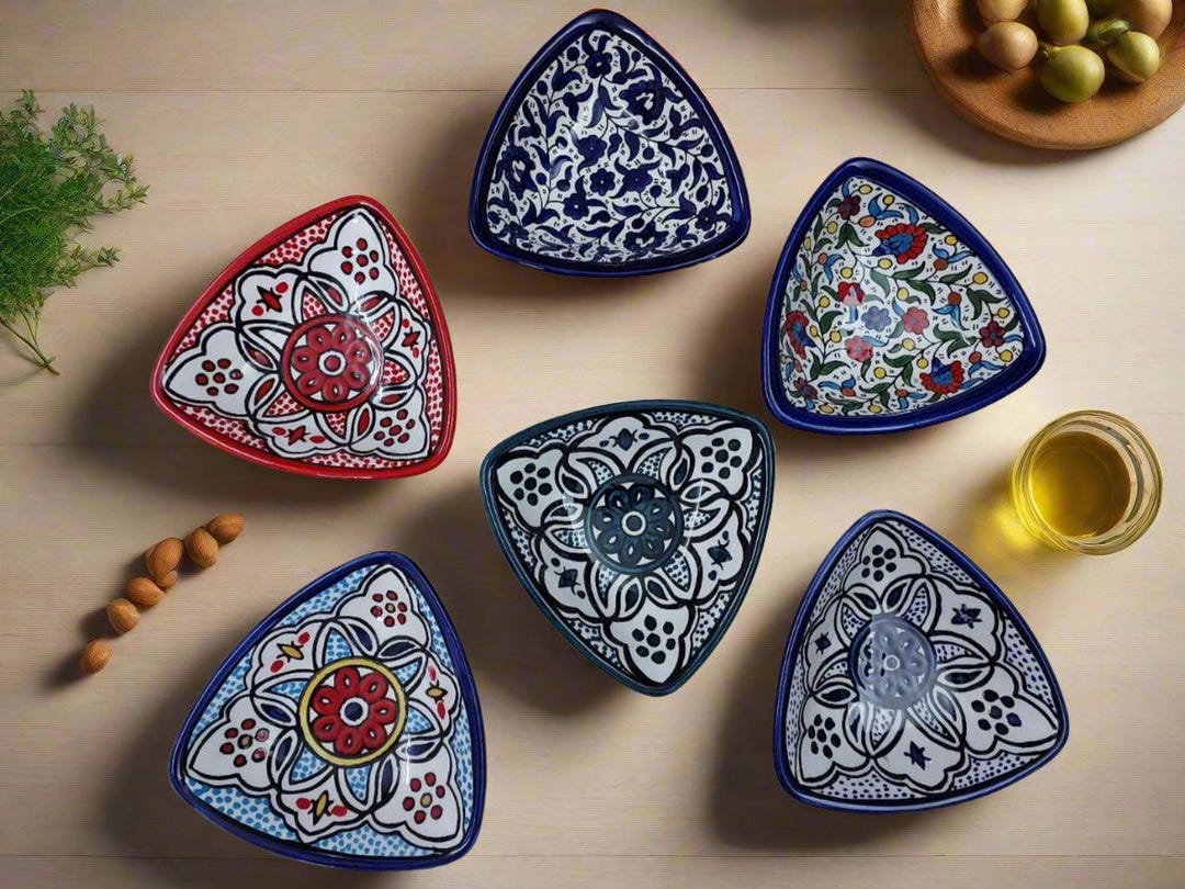 Handmade Ceramic Triangle Appetizer Plate – 7” Serving Dish | Moroccan ...
