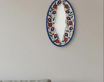 Handmade Ceramic Palestine Map Silhouette Wall Mirror