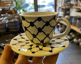 Espresso Cup Handcrafted Ceramic Palestine Kuffiyeh Coffee Mug