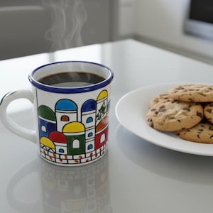 Handgefertigter palästinensischer Keramikbecher für Kaffee und Tee