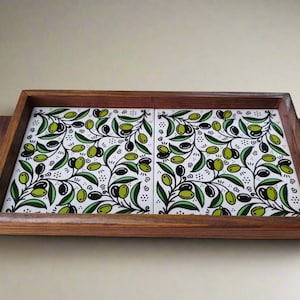 Bandeja de cerámica palestina artesanal para servir – Tabla rectangular para aperitivos