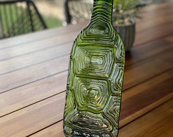 Recycled Glass Wine Bottle Turtle Shell Cheese Tray, Serving Dish, Slumped, Flatted, Recycled, Melted, Repurposed, Decorative, Eco Gift