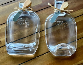 Repurposed Whiskey Bottle Cheese Tray: Flattened Glass Serving Platter