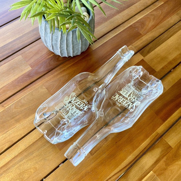 Recycled Sazerac Rye Bourbon Whiskey Bottles, Double Slumped Tray, Serving Dish, Spoon Rest, Candy, Unique, Repurposed, Melted, Upcycled,