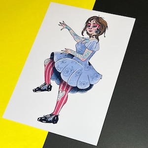 ダンサー、チャールストン/ジャイブ ファッション イラスト、演劇の振り付けにインスパイアされた A5 アート プリント