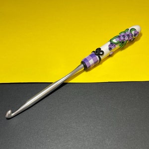 Quirky Cottagecore Crafting Tool, Fibre Art/Yarn Hook, Polymer Clay Crochet Hook