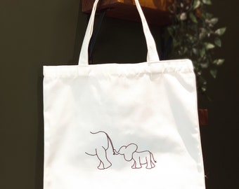 Elephant Tote Bag Animal Personalized Illustration Doodle Gift Ideas for mom Girlfriend Birthday Wild Travel Yoga Beach Women Grocery Cute