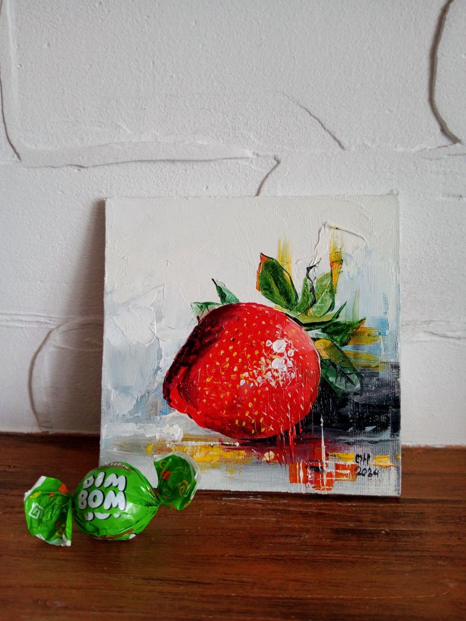 絵画「イチゴ」/油絵/キャンバス/ハンドメイド/壁飾り/インテリア