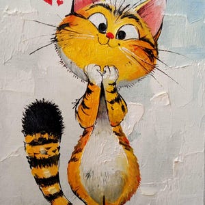 "I love you" / Kunstsammlung / Öl auf Leinwand / Malerei / handgemacht / Gemälde / Kinderspielzeug / Katze / Wanddeko / Interieur/