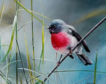 ロビン　油絵 絵画「ロビン」/油絵/キャンバス/ハンドメイド/壁飾り