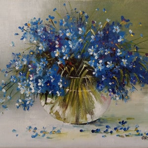 Painting "Forget-me-nots"/Art collection/oil/painting/handwork/paintings/flowers/wall decor/interior/