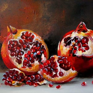 Painting &quot;Garnet&quot;/Oil painting/Canvas/Handmade/Wall decor/Interior/Fruit art/Fruit still life/Fruit painting