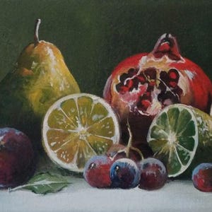 Picture &quot;Fruits&quot;/Oil painting/Canvas/Handmade/Wall decor/Interior/Fruit art/Fruit still life/Kitchen still life