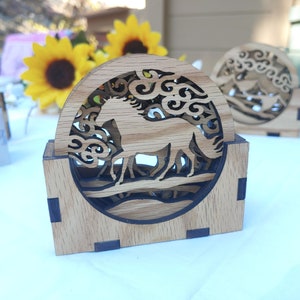 SVG file Horse coaster ornament set, laser template, glowforge file, horses