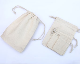 50,100 6x10 inch 100% Cotton Drawstring Muslin bags Choose Quantities 25 200 
