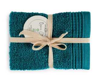 100% Organic Cotton Blue Lagoon Towels (Hand Towels, Bath Towels & Bath Sheets) - Gift Ribboned Set