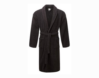 Black 100% Cotton Terry Towelling Bath Robes - Soft, Durable, & Absorbent. Truly Handmade, One Size (XL), Machine Washable