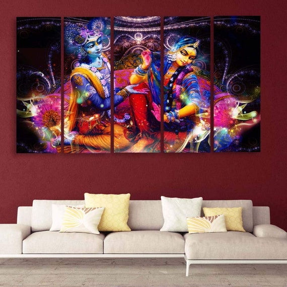 Multiple Frames Radha Krishna Wall Painting for Living Room Etsy