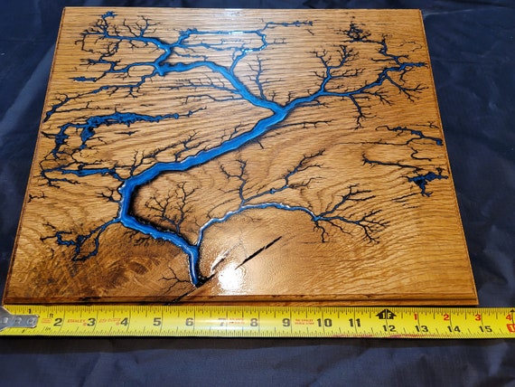 White Oak With Blue Pearl Epoxy Lichtenburg Fractal Wood Burning