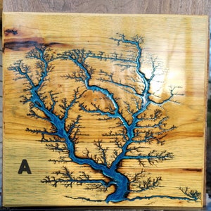 Blaue Perle Epoxy Hickory Fraktal Lichtenburg holz brennen Geschenke für Ihn Geschenke für Sie.