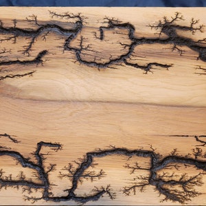 White Oak with Blue Pearl Epoxy Family Tree Lichtenburg Fractal Wood burning