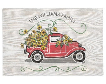 Welcome to our Home Vintage Red Truck Doormat