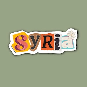 Sticker Syrie Lettres de magazine, Sticker Syrie, Sticker coque de téléphone, Sticker ordinateur portable