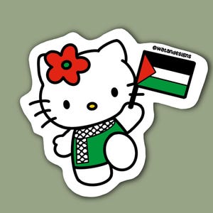 Pegatina de Hello Kitty de Falastini, pegatina de Hello Kitty palestina, pegatina de Palestina, pegatina para funda de teléfono, pegatina para portátil