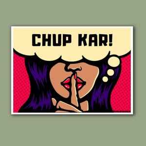 Chup Kar Popart Sticker, Desi Popart Sticker, Urdu Sticker, Funny Sticker, Laptop Sticker, Phone Case Sticker