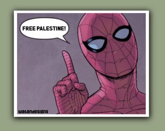 Free Palestine Spider-Man Comic Sticker, Spider-Man Comic Sticker, Palestine Sticker, Spider-Man Sticker, Laptop Sticker, Phone Case Sticker
