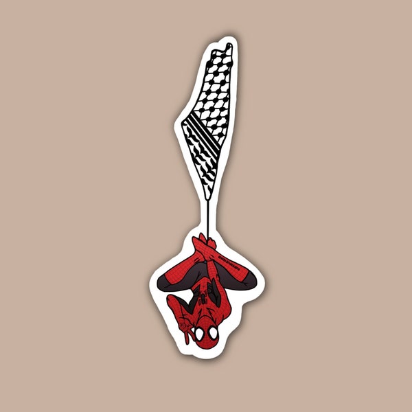 Palestinian Spider-Man Sticker, Palestine Sticker, Spider-Man Sticker, Kuffiyah Sticker, Laptop Sticker, Phone Case Sticker