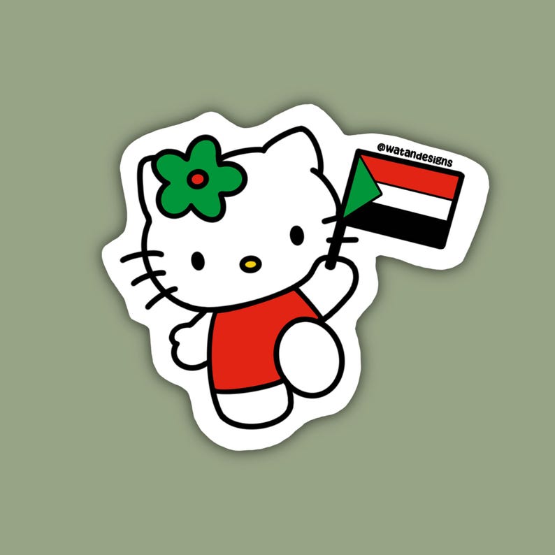 Sudanese Hello Kitty Sticker, Sudani Hello Kitty Sticker, Sudan Sticker, Phone Case Sticker, Laptop Sticker image 1